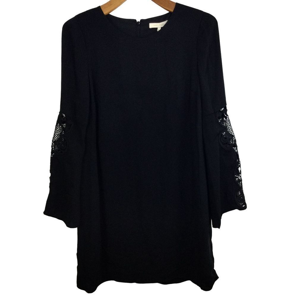 Mika Mindel Womens Bell Sleeve Lace Cutout Dress Black Size Small NWT